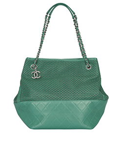 Chanel Perforated Up in the Air Tote, Leather, Green, 17921189, 3*